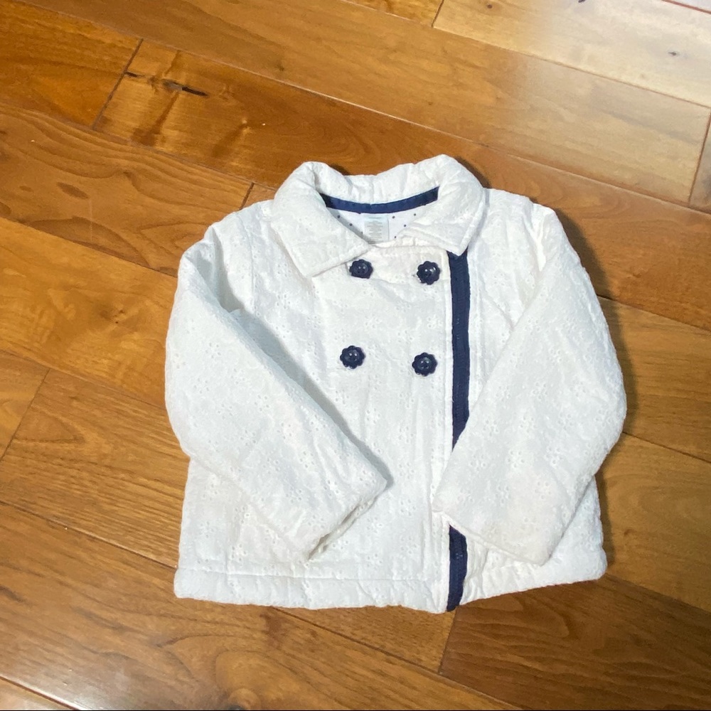 Little Me White Eyelet Zip Up Jacket 24M Cozy Cotton Baby Toddler